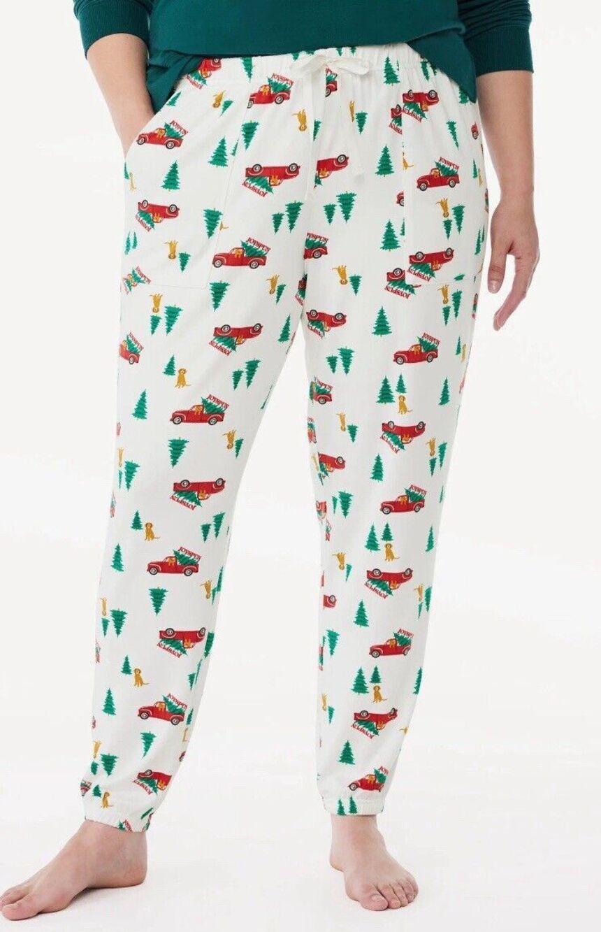 Joyspun Women's Plus Sz 3X 22W-24W Brushed Hacci Knit Sleep Jogger Winter White